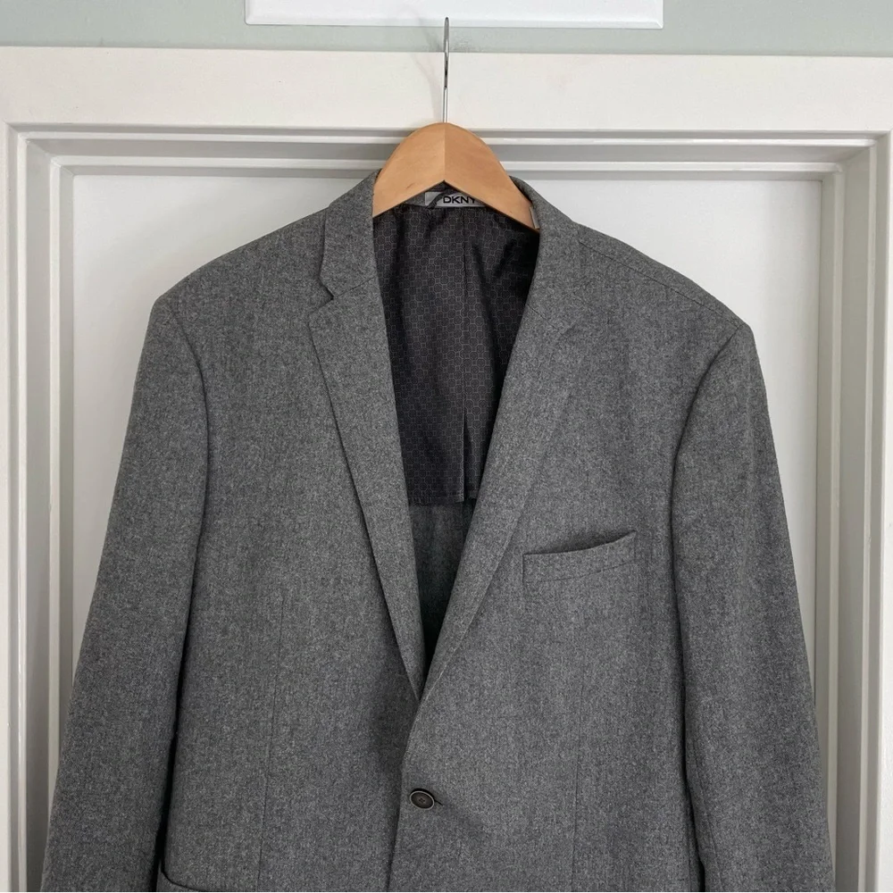 DKNY Wool Blend Blazer Jacket Size 46L Old Money Preppy Academia